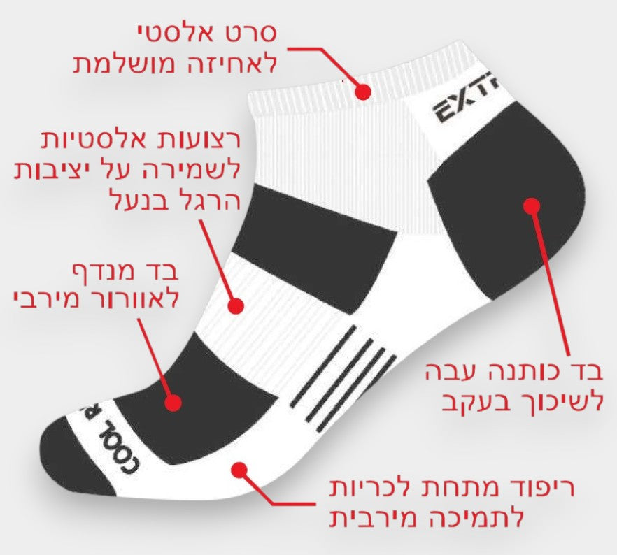 סט 3 זוגות גרביים לבנים אפורים לגברים